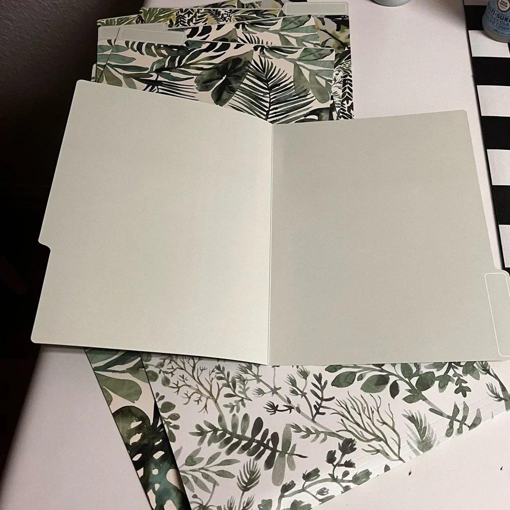 Botanical Green Leaf File Folders Bundle